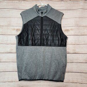Adidas Golf Mens Puffer Vest Size S Black Gray 1/2 Zip Sleeveless Jacket Pockets